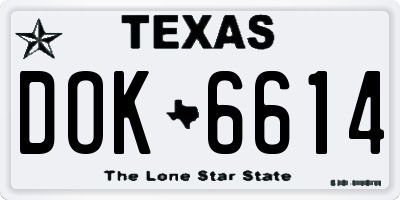 TX license plate DOK6614