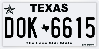 TX license plate DOK6615