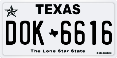 TX license plate DOK6616