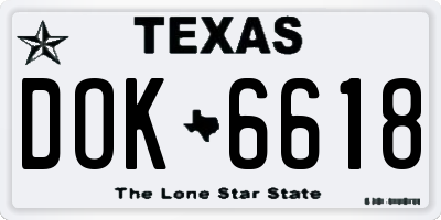 TX license plate DOK6618