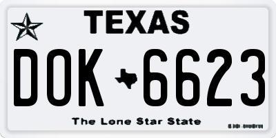 TX license plate DOK6623