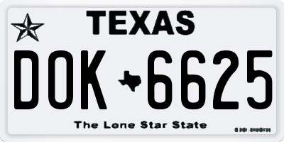 TX license plate DOK6625