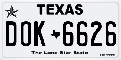 TX license plate DOK6626