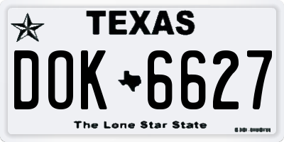TX license plate DOK6627