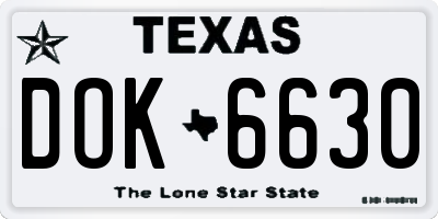 TX license plate DOK6630