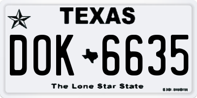 TX license plate DOK6635
