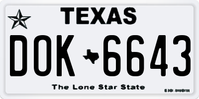 TX license plate DOK6643