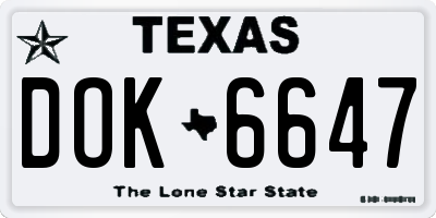 TX license plate DOK6647