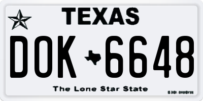 TX license plate DOK6648