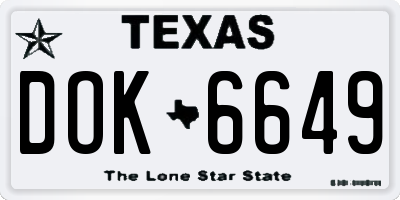 TX license plate DOK6649