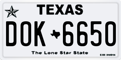 TX license plate DOK6650
