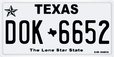 TX license plate DOK6652