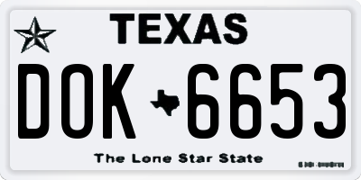 TX license plate DOK6653