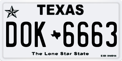 TX license plate DOK6663
