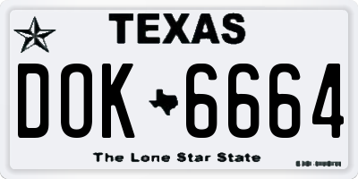 TX license plate DOK6664