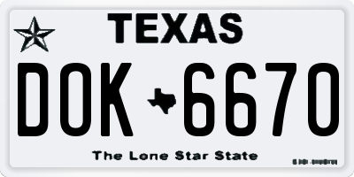 TX license plate DOK6670