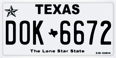 TX license plate DOK6672