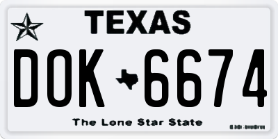 TX license plate DOK6674