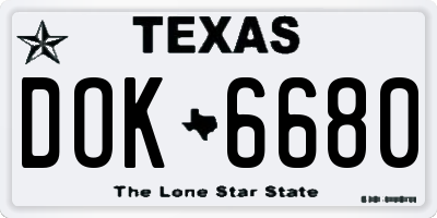 TX license plate DOK6680
