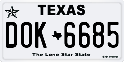 TX license plate DOK6685
