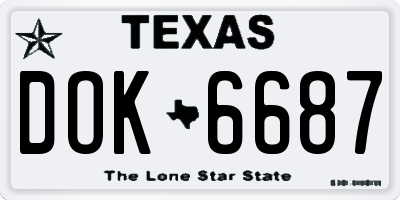 TX license plate DOK6687