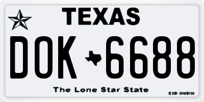 TX license plate DOK6688