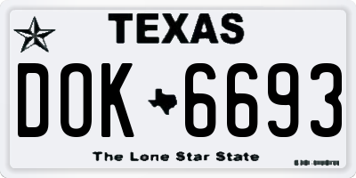TX license plate DOK6693