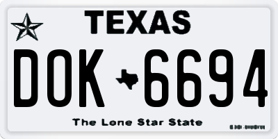 TX license plate DOK6694