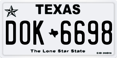TX license plate DOK6698