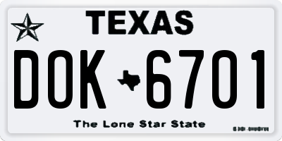 TX license plate DOK6701