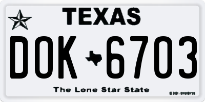 TX license plate DOK6703