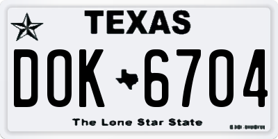 TX license plate DOK6704