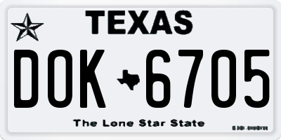 TX license plate DOK6705