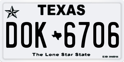 TX license plate DOK6706