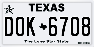 TX license plate DOK6708