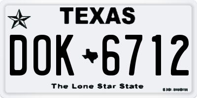 TX license plate DOK6712