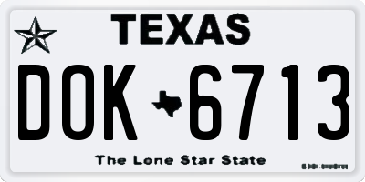 TX license plate DOK6713