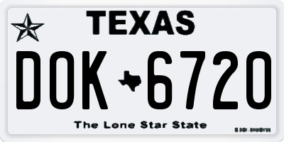 TX license plate DOK6720