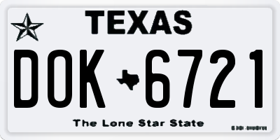 TX license plate DOK6721