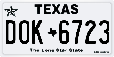 TX license plate DOK6723