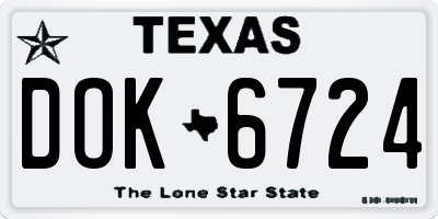 TX license plate DOK6724
