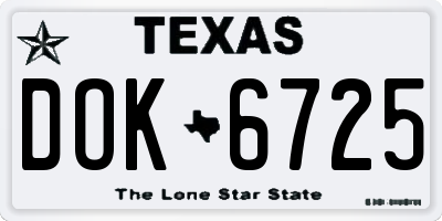 TX license plate DOK6725