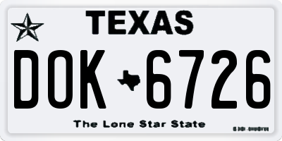 TX license plate DOK6726