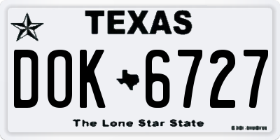 TX license plate DOK6727