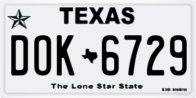 TX license plate DOK6729