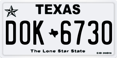 TX license plate DOK6730