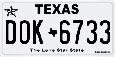 TX license plate DOK6733
