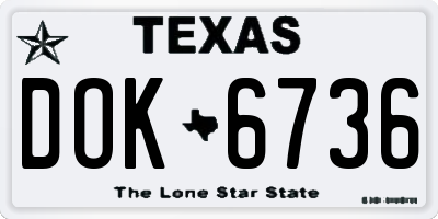 TX license plate DOK6736