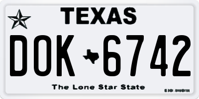 TX license plate DOK6742