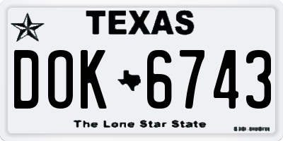 TX license plate DOK6743